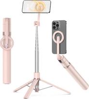 TONEOF 173 cm magnetinis mobiliojo telefono trikojis „selfie“ lazdelė, magnetinis aliuminio laikiklis „Magsafe“, pasukamas 360°, ištraukiamas monopodas su metaliniu žiedu ir nuotolinio valdymo pultu, nešiojamas mobilusis telefonas | įkraunamas nuotolinio