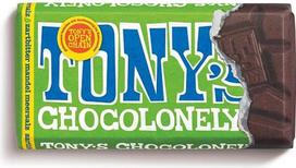 TONY'S CHOCOLONELY – Tamsusis šokoladas su migdolais ir jūros druska, 90 g – „Fairtrade“ sertifikuotas šokoladas. Be palmių aliejaus, pagamintas Belgijoje