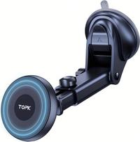 TOPK Mag-Safe automobilinis telefono laikiklis, magnetinis telefono laikiklis priekiniam stiklui ir prietaisų skydeliui, stiprus siurbimo galingumas, reguliuojama ilga rankena su stipriausiu magnetu, "iPhone" laikiklis automobilyje