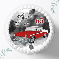 Tortas Topper Oldtimer automobilis Personalizuotas gimtadienis Skersmuo 20 cm Cukraus vaizdas Nuotrauka tortams Fondant 3042G