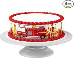 Torto juosta "Ugniagesių komanda" valgoma - 4 vnt. 24 cm x 5 cm pakuotė Tinka tortams iki 30 cm valgyti - kūrybinga tortų puošmena