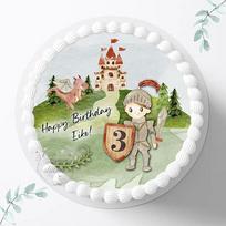 Torto papuošalas „Riteris“ – individualizuotas gimtadienio papuošalas, skersmuo 20 cm, cukraus nuotrauka tortams, fondantas, 3012G