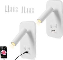 Towwoo sieninis skaitymo šviestuvas su USB jungtimi, 3W + 9W 3000K 3000K LED šiltai baltos spalvos lovos šviestuvas, reguliuojamas prožektorius, vidaus sieninis miegamojo šviestuvas su jungikliu, skirtas miegamojo viešbučiams (baltas) (baltas, 2 vnt.)