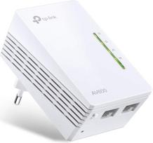 TP-Link TL-WPA4220 AV600 WLAN N300 WiFi Powerline (maks. 600Mbit/s Powerline, maks. 300Mbit/s WLAN 2,4 GHz, Plug & Play, suderinamas su visais Powerline adapteriais, 1 vnt.) balta