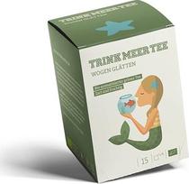 Trink Meer Tee WOGEN GLÄTTEN - Ekologiška žalioji arbata | Labai aromatinga | Ekologiška Sencha su mango, persikų skoniais ir medetkų žiedais | Aromatizuota Sencha arbata rankomis siuvinėtuose arbatos maišeliuose I 15 x 3g = 45g