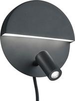 Trio Leuchten Mario 222370232 222370231 LED sieninis metalinis matinės juodos spalvos šviestuvas su 6 W LED + 2,3 W LED