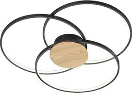 Trio Leuchten Sedona 673210332 LED lubų šviestuvas Metalinis juodas matinis / medžio efektas su 40 vatų LED jungikliu ir reguliatoriumi