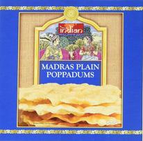 TRULY INDIAN Poppadums Madras (indiška plokščia duona, pagaminta iš lęšių miltų, skirta keptuvei, garnyrui ar užkandžiui) (12 x 112 g)