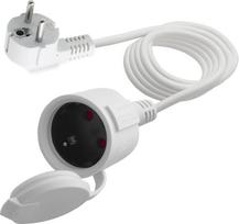 Trumpas „Schuko“ prailginimo laidas, baltas „AC Schuko“ prailginimo laidas, maitinimo laido lizdo prailginimas, 3 x 1,5 mm², 16 A, 250 V, IP44, skirtas naudoti namuose, biure ir lauke (baltas, 90 laipsnių kampu, 3 m)