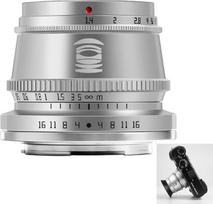 TTArtisan 35 mm F1.4 objektyvas, skirtas APS-C MF fotoaparatams, suderinamas su FX jungties fotoaparatais: X-A1, X-A10, X-M1, X-M2, X-H1, X-T20, X-T3, X-T4, X-T100, X-T200, X-T30, X -PR01, XS10 ir kt. (FX jungtis, sidabrinė)