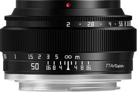 TTArtisan 50 mm F2 metalinis korpusas, suderinamas su „Fuji X“ jungtimi (pilno kadro), juodos spalvos