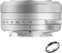 TTARTISAN AF 27 mm F2.8 „Fuji X“ jungties objektyvas su automatiniu fokusavimu ir plokščiu korpusu (sidabrinis) | APS-C, itin kompaktiška ir lengva konstrukcija, visiškai metalinis korpusas su fiksaciniu diafragmos žiedu, skirtas „Fujifilm“ fotoaparatams
