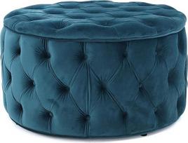 Tufted Velvet Storage Ottoman/Bench Bed End Stool Sofa Stool, Round Knob Modern | Šiuolaikinis dizainas (spalva: mėlyna)