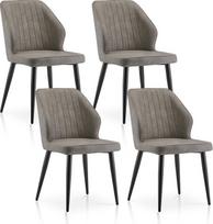 TUKAILAI Valgomojo kėdės, 4 dirbtinės odos, virtuvės kėdės, minkštos kėdės su atlošu ir metalinėmis kojomis, modernios laisvalaikio kėdės virtuvei, valgomajam, miegamajam, svetainei, poilsio kambariui, šviesiai pilkos spalvos