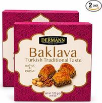 Turkijos baklava 2 x 125 g su graikiniais riešutais ir žemės riešutais, 8 vnt. pakuotė