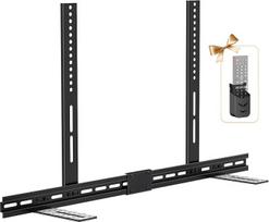 TV Soundbar laikikliai Vizio/Samsung/Sony/LG Soundbar laikiklis po televizoriumi (40 - 80 colių televizorius) Reguliuojamo aukščio Soundbar TV laikiklis iki 35 svarų su nuotolinio valdymo pulto laikikliu Be gręžimo Įdiegti