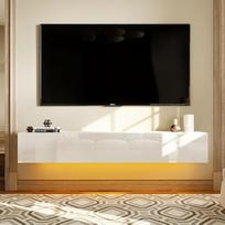 TV spintelė su apšvietimu TV spintelė TV spintelė, pakabinamas televizoriaus staliukas svetainei, namams, pakabinamas kavos staliukas, TV stovas, balta, MDF, 160 x 35 x 25 cm