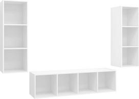 TV spintelė, 3 stalčiai. TV spintelių komplektas, baltos spalvos medžio masyvo imitacija, pakabinama TV spintelė, televizoriaus spintelė, TV staliukas, svetainės baldai, moderni sieninė spintelė, skirta svetainei ir miegamajam