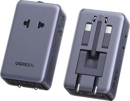 UGREEN 45 W kelioninis adapteris, tinkamas naudoti visame pasaulyje, „6-in-1“ su 2 USB-C, 2 USB-A ir 2 AC lizdais | Tarptautinis adapteris su I/A/C/G tipo kištukais, skirtas ES, JK, JAV ir Australijai, su universaliu greito įkrovimo funkcija, kompaktiškas