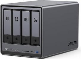 UGREEN NASync DXP4800, 4 lizdų stalinis NAS, „Intel N100“ keturių branduolių procesorius, 8GB DDR5 RAM, 32GB eMMC, 2 lizdai 2,5GbE, 2 lizdai M.2 NVMe, HDMI 4K, tinklo saugykla (be disko)