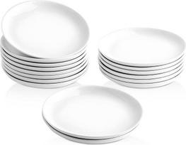 UIBFCWN keraminių desertinių lėkščių rinkinys (16 vnt.), 15 cm mažos tapas lėkštės, užkandžių lėkštės, mažos baltos vakarienės lėkštės, keraminiai indai tortui patiekti