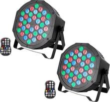 UKing 2 vienetai RGB baterijos LED Par prožektorius lauke, įkraunama 36 LED scenos šviesa su nuotolinio valdymo pulteliu, 7CH vakarėlio šviesa, 7 režimai šviesos efektai DJ, diskoteka, vestuvės, Kalėdos, scenos apšvietimas