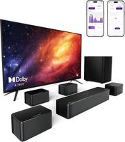 ULTIMEA 7.1 erdvinio garso sistema televizoriui su "Dolby Atmos", programėlės valdymu, 4 laidiniai erdviniai garsiakalbiai, 460 W garso juosta išmaniajam televizoriui su belaidžiu žemų dažnių garsiakalbiu, namų kino garso sistema, Poseidon D80