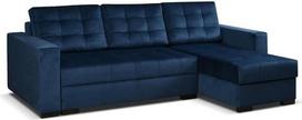 Universali kampinė sofa su miego funkcija ir 2 lovos dėžėmis LARO I 242 cm pločio L formos sofa I Kampinė sofa su miego funkcija I Universali kampinė (dešinė arba kairė) I Sofa tamsiai mėlyna
