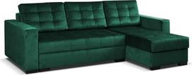 Universali kampinė sofa su miego funkcija ir 2 lovos dėžėmis LARO I 242 cm pločio L formos sofa I Kampinė sofa su miego funkcija I Universali kampinė (dešinė arba kairė) I Sofa žalia