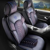 Universalūs automobilių ir visureigių sėdynių užvalkalai – aukščiausios kokybės priekinių sėdynių užvalkalai iš aksomo, juodos/mėlynos spalvos, suderinami su oro pagalvėmis, automobilių sėdynių užvalkalai, priekinių sėdynių komplektas su montavimo rinkini