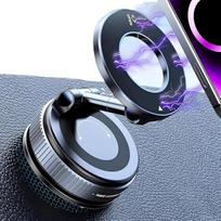 Universalus magnetinis automobilinis telefono laikiklis su vakuumine siurbtuvėle, suderinamas su „MagSafe“, pasukamas 360°, skirtas prietaisų skydeliui ir priekinio stiklo, komplekte yra magnetinis žiedas, skirtas „iPhone“, „Samsung“ ir visiems išmaniesie