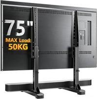 Universalus stalinis TV stovas, skirtas 22–75 colių LCD ir LED televizoriams | Reguliuojamo aukščio TV stovas su laikikliu, iki 50 kg, maksimalus VESA dydis 400 x 400 mm