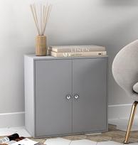 URBNLIVING FP-634 2 pakopų medinė spinta pilka + pilkos durys H60 x Š60 x D30
