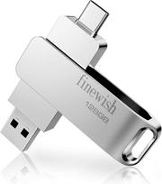 USB atmintinė 128GB 3.0, OTG USB-C atmintinė 128GB, „2-in-1“ tipo C / USB 3.0 atmintinė 128GB, skirta „MacBook Pro“, „Android“ mobiliesiems telefonams, planšetėms, nešiojamiesiems kompiuteriams ir stacionariems kompiuteriams (sidabrinė)