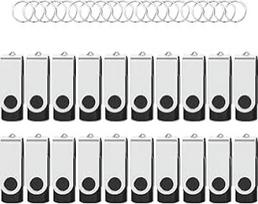USB atmintinė 8GB Pakuotė, kurioje yra 20 didelės spartos USB 2.0 atminties lazdelių sukiojamų duomenų saugyklų Metalinės atminties lazdelės "Flash Drive" (juodos spalvos)