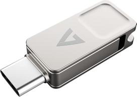 USB atmintinė V7, 128GB, Type-C + USB 3.2 GEN1, sidabrinė