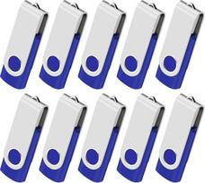 USB atmintinė, 32GB, 10 vnt. rinkinys. USB atmintinė, 32GB, USB 2.0, „Memory Stick“, su besisukančiu jungikliu, skirta nešiojamiesiems kompiuteriams, stacionariems kompiuteriams ir automobiliams (mėlyna)