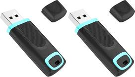 USB atmintukas 128GB 3.0 „Vansuny“ – greitaeigis 128GB USB 3.0 atmintukas su LED indikatoriumi, skirtas kompiuteriui, nešiojamajam kompiuteriui, automobilių garso sistemai ir išmaniajam televizoriui (128GB, žydras) (2 vnt. rinkinys)