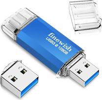 USB C atminties kortelė 128GB atminties 40MB/s dvigubas C tipo diskas + USB 3.0 atminties kortelė, suderinama su "Android" telefonu, "MacBook/Pro/Air" ir kitais įrenginiais (mėlyna)