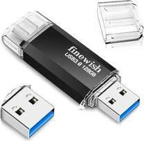 USB C atmintinė 128GB atminties 40MB/s dvigubas C tipo diskas + USB 3.0 atmintinė Atmintinė, suderinama su "Android" telefonu, "MacBook/Pro/Air" ir kitais įrenginiais (juoda)