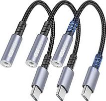 USB C į 3,5 mm lizdo garso adapteris (3 pakuotės) 3,5 mm į USB-C ausinių adapteris DAC Hi-Fi Stereo AUX C tipo adapteris, suderinamas su iPhone 16 15 iPad Pro Samsung Galaxy S25 S24 S23 Grey 3