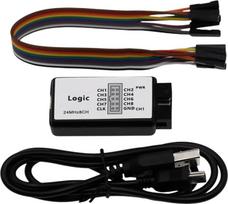 USB logikos analizatoriai: 24 M dažnio, 8 kanalų, su ferito žiedais, USB kabeliu, UART, I²C, SPI, derinimo logikos analizatoriai