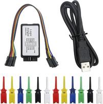 USB loginis analizatorius, loginis analizatorius su USB kabeliu, 24 MHz, 8 kanalai, su 12 vnt. 6 spalvų testavimo kabliukų rinkiniu, USB kabelis, 24 MHz, 8 kanalai, 8 kanalų UART, IIC, SPI derinimo įrenginys