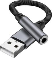 USB į 3,5 mm ausinių adapteris, USB A į AUX lizdą garso adapterio kabelis, skirtas PS5, PS4, kompiuteriui, „Windows“, „Mac“, „Linux“, nešiojamajam kompiuteriui, stacionariam kompiuteriui ir kt.