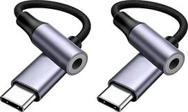 USB Type-C į 3,5 mm lizdą ausinių „Aux“ skaitmeninio garso adapteris; „Aux“ į USB-C ausinių adapteris, skirtas „Samsung Galaxy“, „Pixel“, „iPad Pro“, „Huawei“, „Xiaomi“ ir kt. (2 USB-C į 3,5 mm moteriškus lizdus)