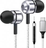 USB-C ausinės su mikrofonu, įdedamos į ausįausinės, skirtos „Samsung Galaxy S26“, „S25“, „S24“, „S23 Ultra“, „S22“, „S21 FE“, „A56“, „A55“, „A35 5G“, „A16“; USB-C ausinės su garsumo reguliatoriumi, skirtos „iPhone 15“, „16“, „17 Pro Max“, „Air“, „iPad 10“