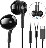 USB-C ausinės, magnetinės sportinės ausinės, į ausį įdedamos „Type-C“ ausinės su mikrofonu, triukšmą izoliuojančios, skirtos „iPhone 15 Pro“, „iPad Pro“, „Huawei“, „Samsung“, „Xiaomi“ įrenginiams su „Type-C“ sąsaja – juodos spalvos
