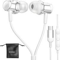 USB-C ausinės, skirtos „Samsung“ S26, S25, S24, S23 Ultra, FE, S22, A16, A55 modeliams – laidinės ausinės, magnetinės, į ausį įdedamos, C tipo, su mikrofonu, garsumo reguliatoriumi, stereo garso kokybe ir triukšmo slopinimu, skirtos „iPhone“ 17, 16, 15, P