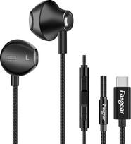 USB-C ausinės, „FASGEAR“ ausinės su mikrofonu, gilūs žemieji dažniai, Hi-Fi DAC ausinės, suderinamos su „Galaxy S21 Ultra“/„S20“/„Note 10“, „iPad Pro 2020“, „Type-C“ ausinės, skirtos „OnePlus 8 Pro“ ir „7T“ (juodos)