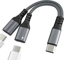 USB-C ausinių skirstytuvas, C tipo įkroviklis, garso įrenginys, skirtas „iPhone 17“, „16“, „15“ ir „Pro Max“; suderinamas su „Samsung S25“; dvigubas adapteris, kabelis, ausinių jungtis, jungtis „Apple“ greitam įkrovimui, raktas, keitiklis